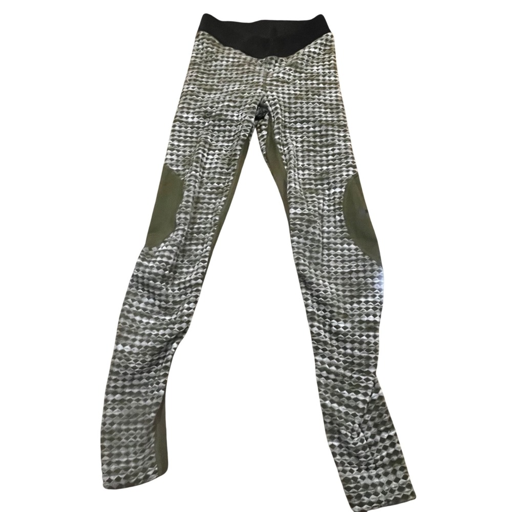 Nike Pro Hyperwarm Leggings Womens Medium Olive Green Diamond Textured